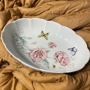 Lenox Butterfly Meadow Floral Oval Serving Dish Tray 13.75” x 9.75